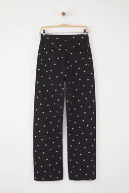 Teen Siyah Cicek Desenli Normal Bel Wide Leg Jeans TWOAW26JE00004 - Trendyolmilla фото 7
