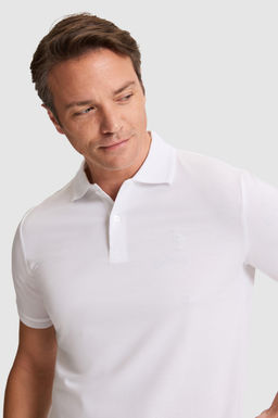 Erkek Beyaz Regular Fit Polo Yaka Basic Ti__rt