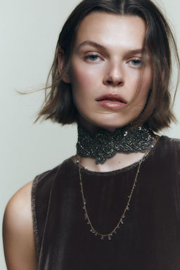 GEORGETTE BANDANA WITH BEADED EMBROIDERY