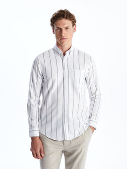 Regular Fit Uzun Kollu ?izgili Erkek G?mlek