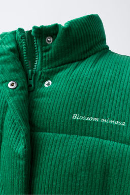 EMBROIDERED TEXT CORDUROY PUFFER JACKET - Zara фото 5