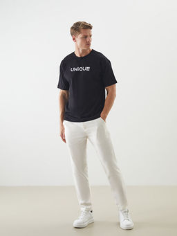 Bisiklet Yaka Bask?l? Penye Erkek Ti??rt