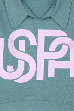 U. S. Polo Assn Мятный свитшот с воротником-поло для девочек - U.s. polo assn фото 3