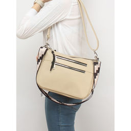 Сумка женская искусственная кожа ADEL-294, 2 отд/2плеч рем, бежевый/черный 252896 - Adelia фото 5