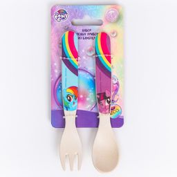 Набор детских столовых приборов из бамбука: вилка и ложка Искорка, My Little Pony - Hasbro фото 2