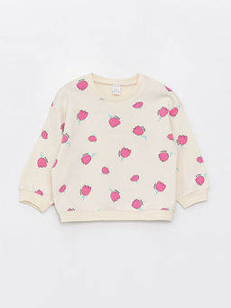 Bisiklet Yaka Desenli K?z Bebek Sweatshirt