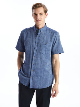 Regular Fit Keten Kar???ml? Erkek G?mlek