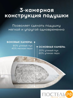 Подушка MEDSLEEP FOR WOMEN хлопок-тик/пух/пух-перо, 1700 г  фото 5