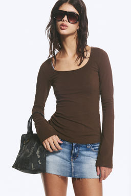 Top Ce?ido de Manga Larga con Escote Redondo - H&m фото 3
