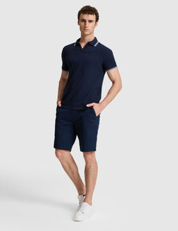 Lacivert Slim Fit %100 Pamuk Apa_ Yaka Ti__rt