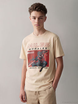 Bisiklet Yaka Spider-Man Bask?l? Erkek ?ocuk Ti??rt