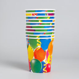 Цена за 10 шт. Стакан бумажный Праздник, воздушные шары и серпантин, 250 мл - Страна карнавалия фото 2
