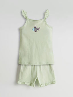 Bask?l? K?z Bebek Atlet ve ?ort 2li