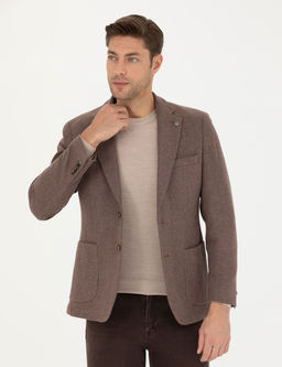 Kahverengi Slim Fit Y_n Kar___ml_ Ceket
