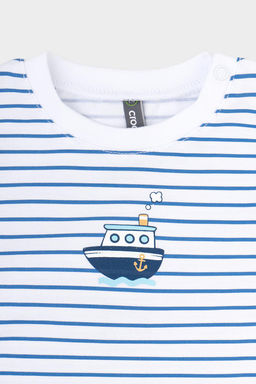 КР 302020/синяя полоска на белом фуфайка (футболка) д/мал яс