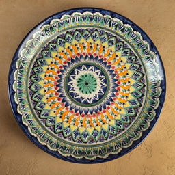 Ляган узбекский Риштанская Керамика «Узоры», d=37 см, синий