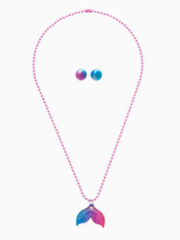 Цена за 2 шт. Набор детских украшений "Выбражулька" русалка, 2 предмета: кулон, пусеты, разноцветный