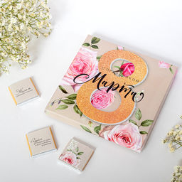 Набор 9 шоколадок "С праздником 8 марта"