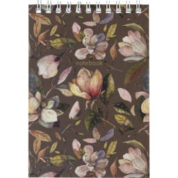 Блокнот Принты А6 60л, клетка, обл. мел. картон, спираль,Цветы