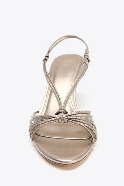 LEATHER KNOTTED STRAPPY SANDALS - Zara фото 13