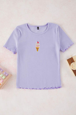 Ekru-Pembe 2li K?z Cocuk Pamuklu Crop K?sa Kol Orme T-Shirt TKDSS25TS00027 - Trendyolmilla фото 2