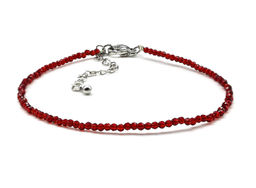 Браслет на ногу из циркона шарик граненый 2мм цв.бордовый, 21см
