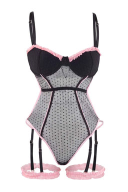 Siyah-Pembe Dantel Bacak F_rf_rl_ Kapl_ _p Ask_l_ _rme Fantezi Body THMAW27BD00003