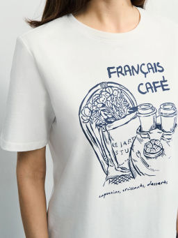 Оверсайз футболка с принтом и вышивкой / Zarina