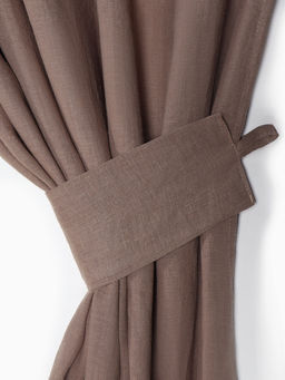 Шторы для кухни Этель Woody 135×180 см-2 шт., подхваты 2 шт., лен 100%,190 г/м²