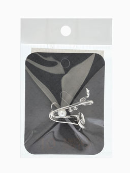 Брошь «Саксофон», музыка, жемчуг, цвет белый в серебре