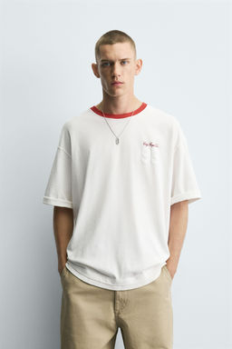 T-SHIRT WITH CONTRAST NECK - Zara фото 2