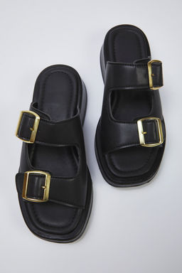 Trendyol Shoes Siyah Cift Bantl? Toka Detayl? Kal?n Taban Kad?n Terlik TAKSS25TE00044 - Trendyolmilla фото 6