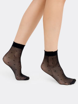 Цена за 5 пар! Женские высокие носки из полиамида черного цвета в горошек черный 263PA-1358 - Mark formelle фото 3