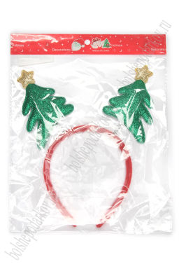 Новогодний ободок 23 см "Ёлочка" (SF-1708) красный/зеленый