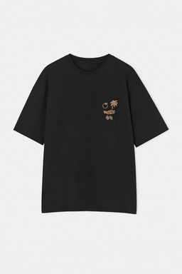 Siyah Oversize/Genis Kesim Nak?sl? %100 Pamuk T-Shirt TMNSS26TS00051