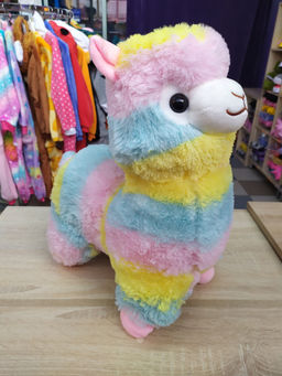 Большая мягкая игрушка радужная Альпака лама 50 см
