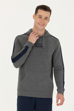 U. S. Polo Assn Мужская толстовка с капюшоном антрацитового меланжевого цвета - U.s. polo assn фото 3