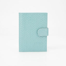 Обложка для автодокументов и паспорта на кнопке, цвет голубой