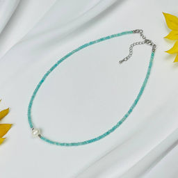 Колье из Амазонита и Жемчуга 38 см +