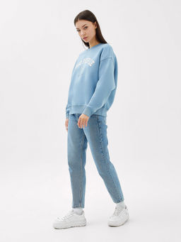 Свитшот женский серо-голубой с печатью серо -голубой +печать 122813/1 - Mark formelle фото 4