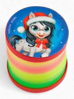 Пружинка радуга Новогодняя лошадь, d=5 см, МИКС - Funny toys фото 2