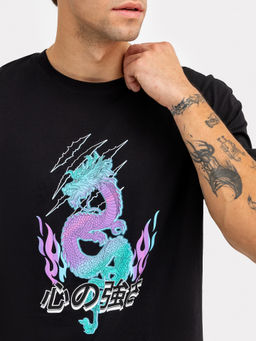 Комплект мужской (футболка, брюки) черный с принтом в виде дракона - Mark formelle фото 3