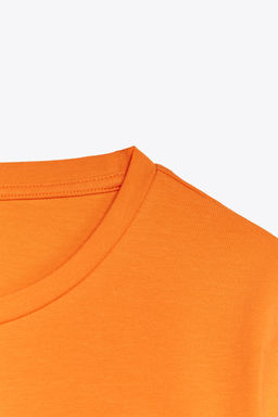 CAMISETA CROPPED MANGA CORTA / Naranja - Zara фото 3