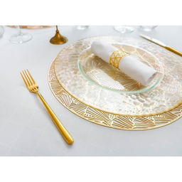 Набор салфеток сервировочных на стол Доляна Веер, d=38 см, 4 шт, цвет золотой  фото 5