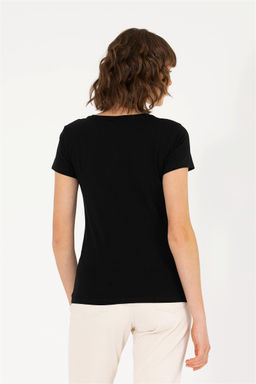 Женская черная базовая футболка с круглым вырезом Неожиданная скидка в корзине - U.s. polo assn фото 5