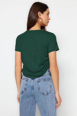 TRENDYOLMILLA Lacivert %100 Pamuk Bisiklet Yaka Buzgulu Basic Orme T-Shirt TWOSS21TS0131 фото 6