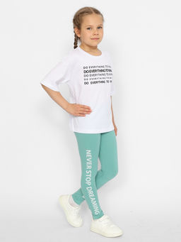 CRB wear/CWJG 70401-39 Брюки модель легинсы для девочки,морская волна/Ex.Cherubino  фото 3