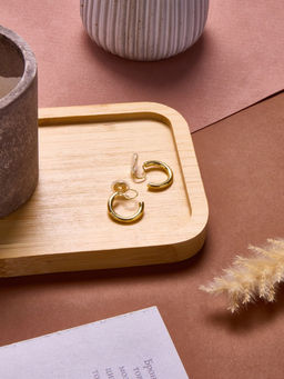 Серьги клипсы для ушей QF «Тренд», кольцо, цвет золото