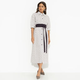 Платье-рубашка свободного кроя Гипнотический минимализм (с поясом) - Charutti фото 2