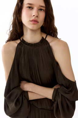 Cold-shoulder satin jumpsuit - H&m фото 3